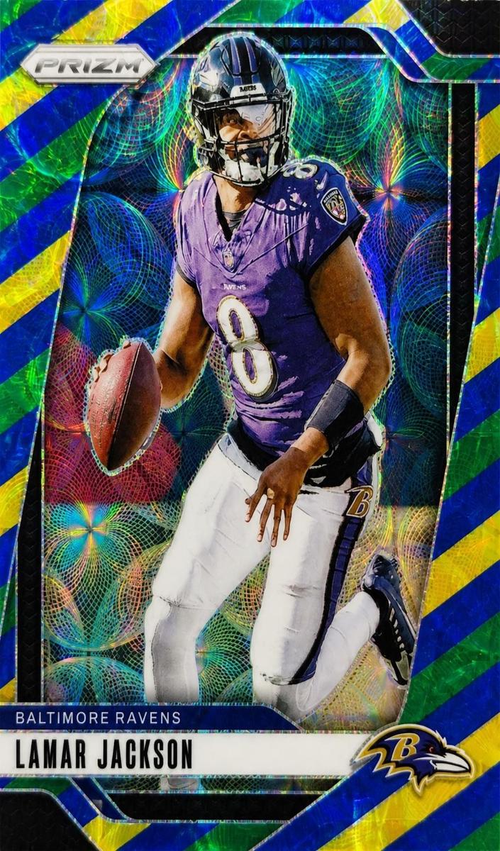 2024 Panini Prizm Football Choice Blue Yellow and Green Lamar Jackson #19