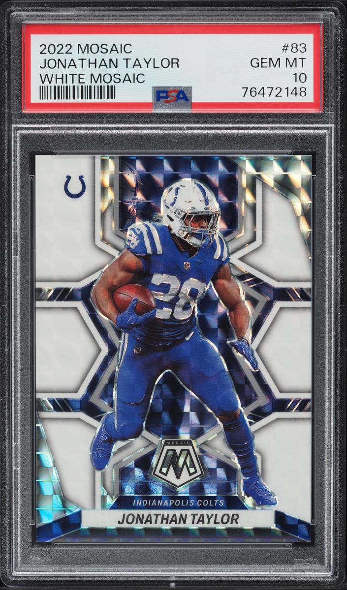 2022 Panini Mosaic Football White Jonathan Taylor #83 PSA 10