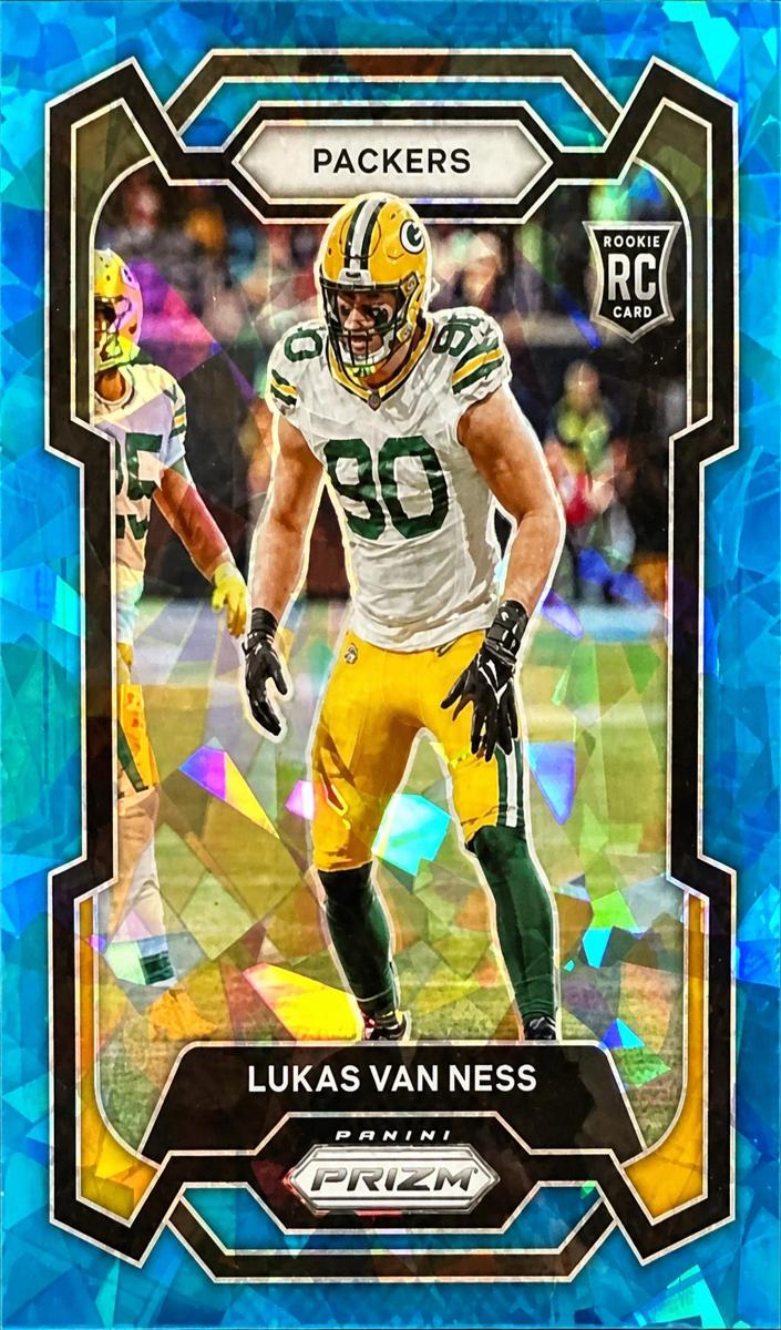2023 Panini Prizm Football Blue Ice Lukas Van Ness #336 PSA 10