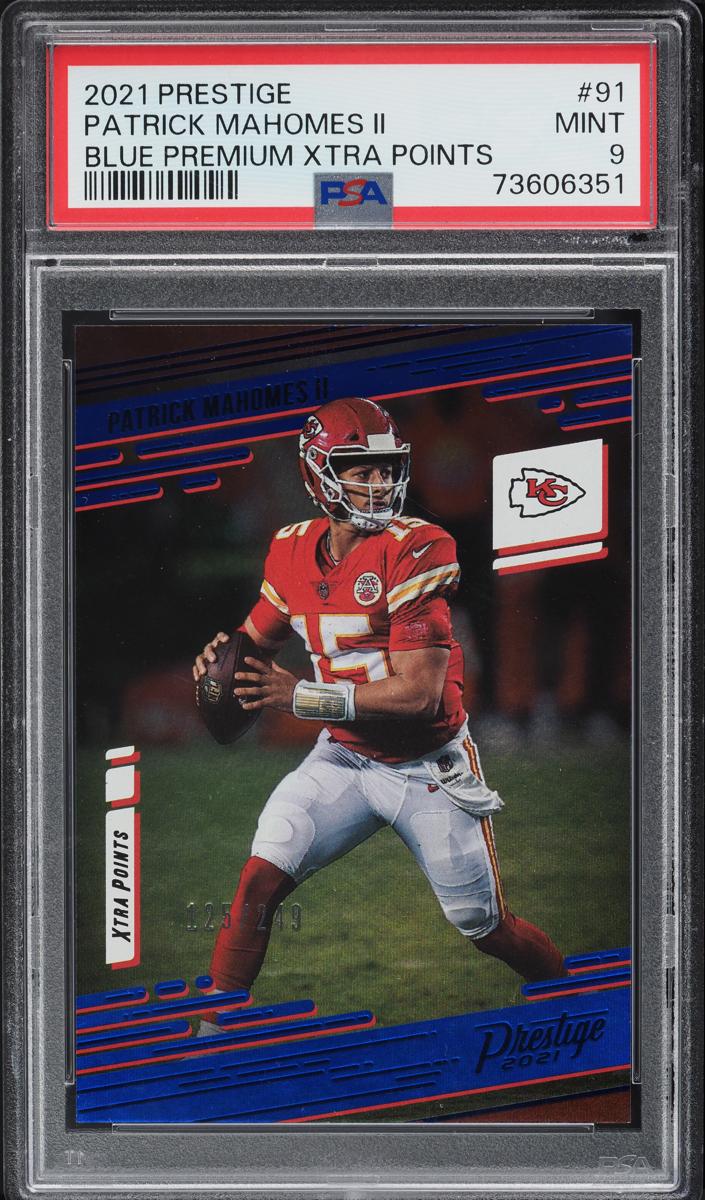 2021 Panini Prestige Football Xtra Points Premium Blue Patrick Mahomes II #91