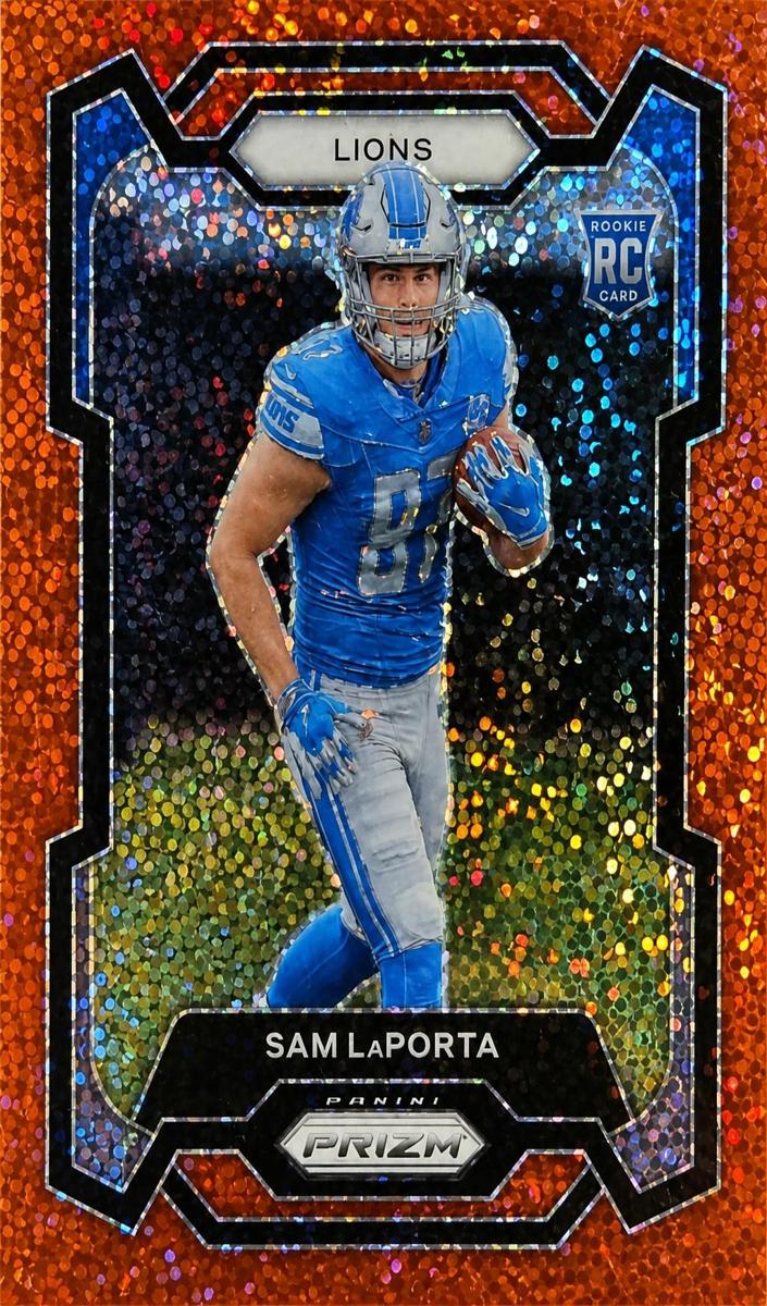 2023 Panini Prizm Football Red Sparkle Sam LaPorta #332 PSA 9