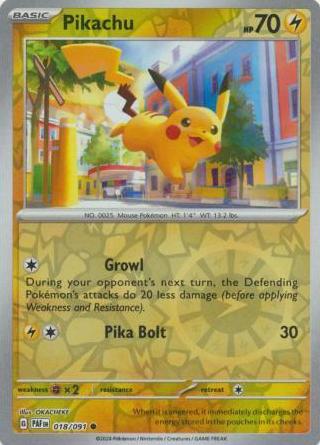2024 Pokemon Scarlet & Violet Paldean Fates Reverse Holo Pikachu #18 CGC 9
