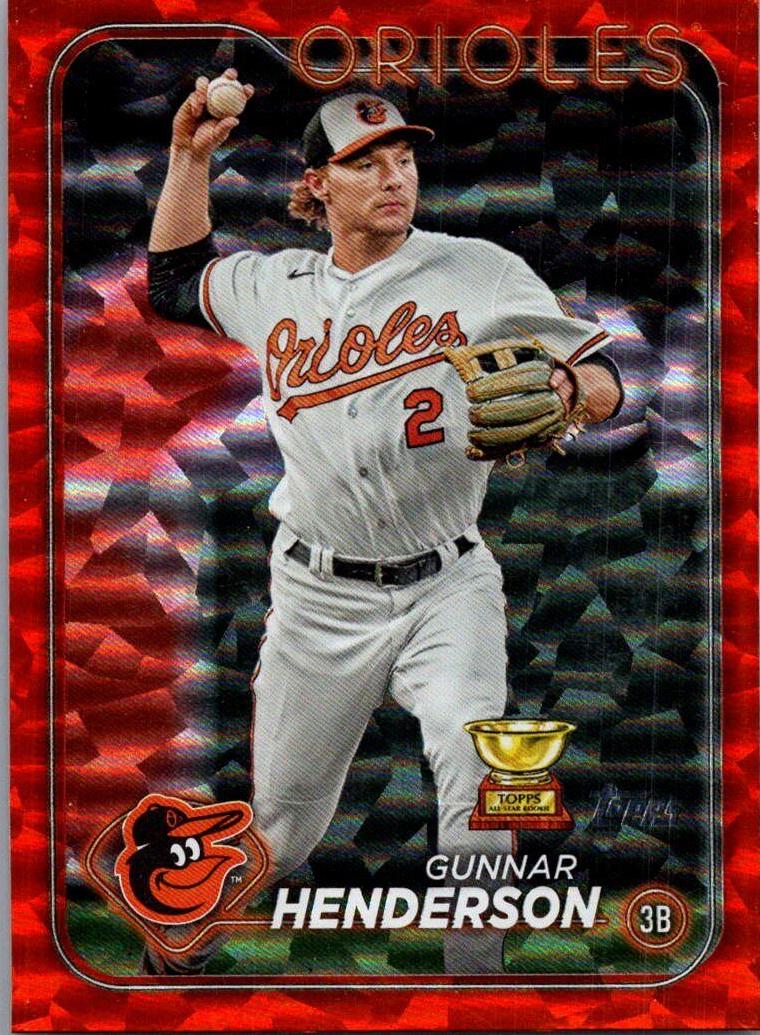 2024 Topps Baseball Orange Crackle Foil Gunnar Henderson #450 PSA 9