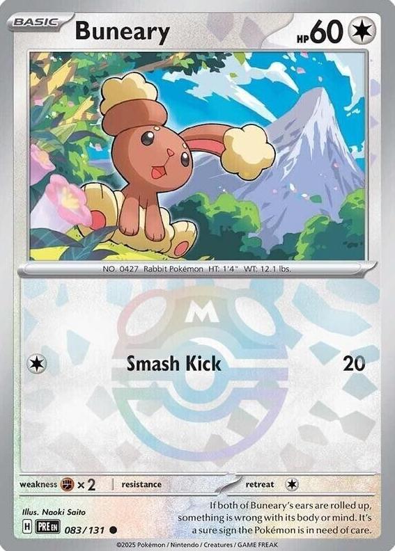 2025 Pokemon Scarlet & Violet Prismatic Evolutions Master Ball Buneary #83