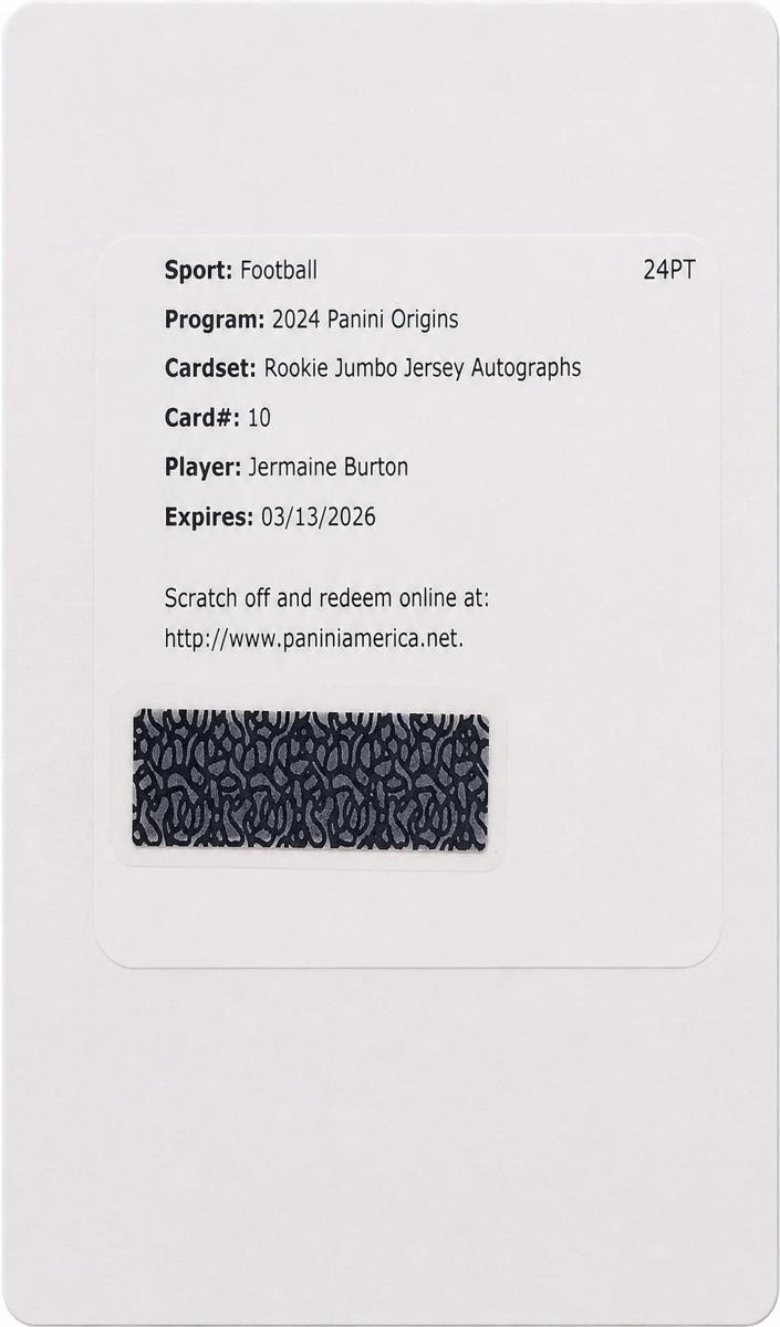 2024 Panini Origins Football Jermaine Burton #RJA-JBU