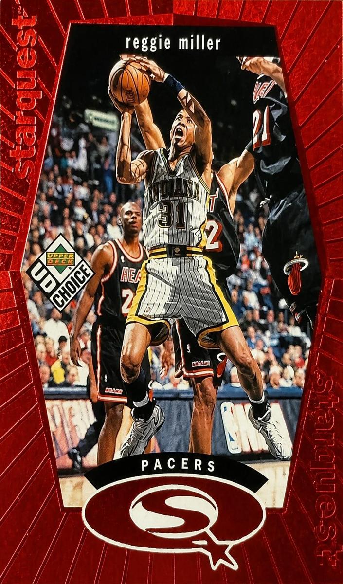 1998 Upper Deck Choice Basketball Red Reggie Miller #SQ11 PSA 7