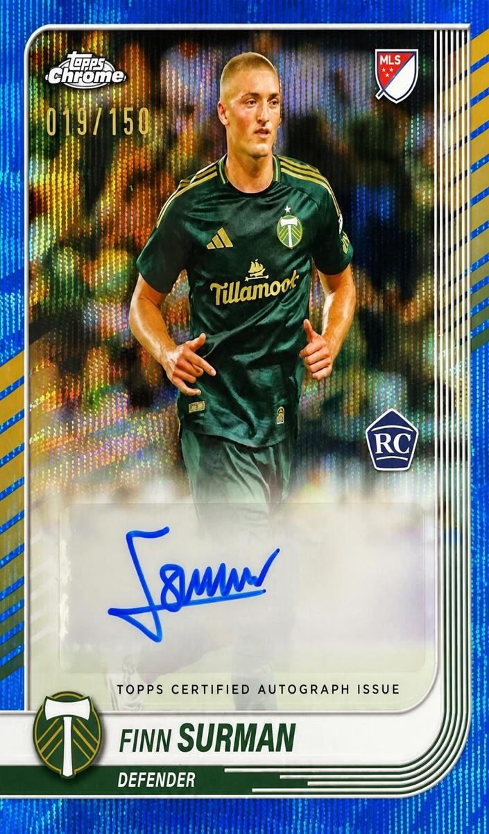 2025 Topps Chrome MLS Soccer Blue Wave Refractor Finn Surman #CA-FS