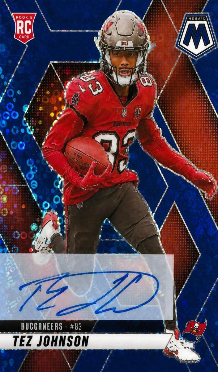 2025 Panini Mosaic Football No Huddle Blue Tez Johnson #316