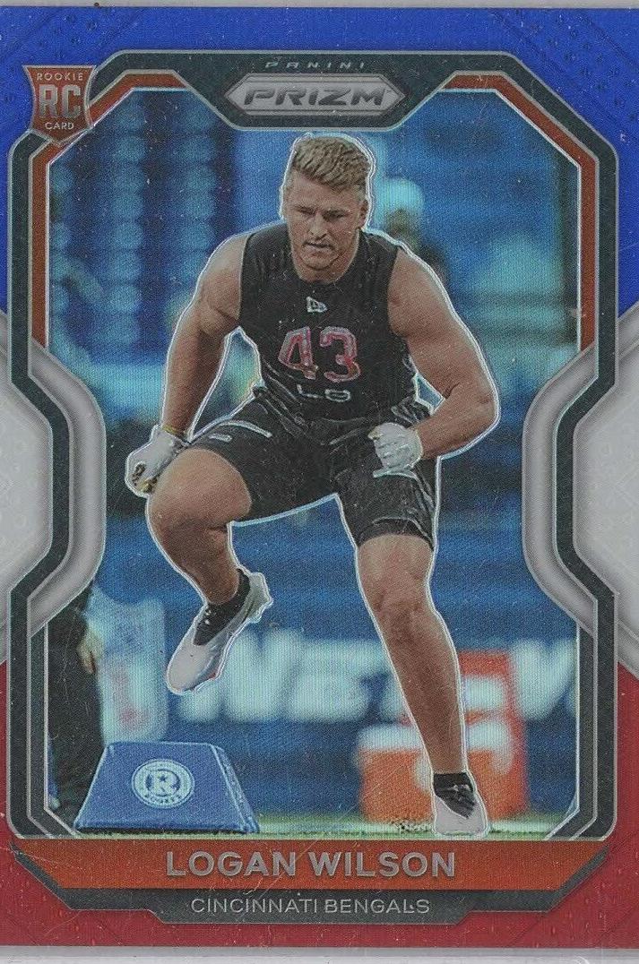 2020 Panini Prizm Football Red White and Blue Prizm Logan Wilson #309