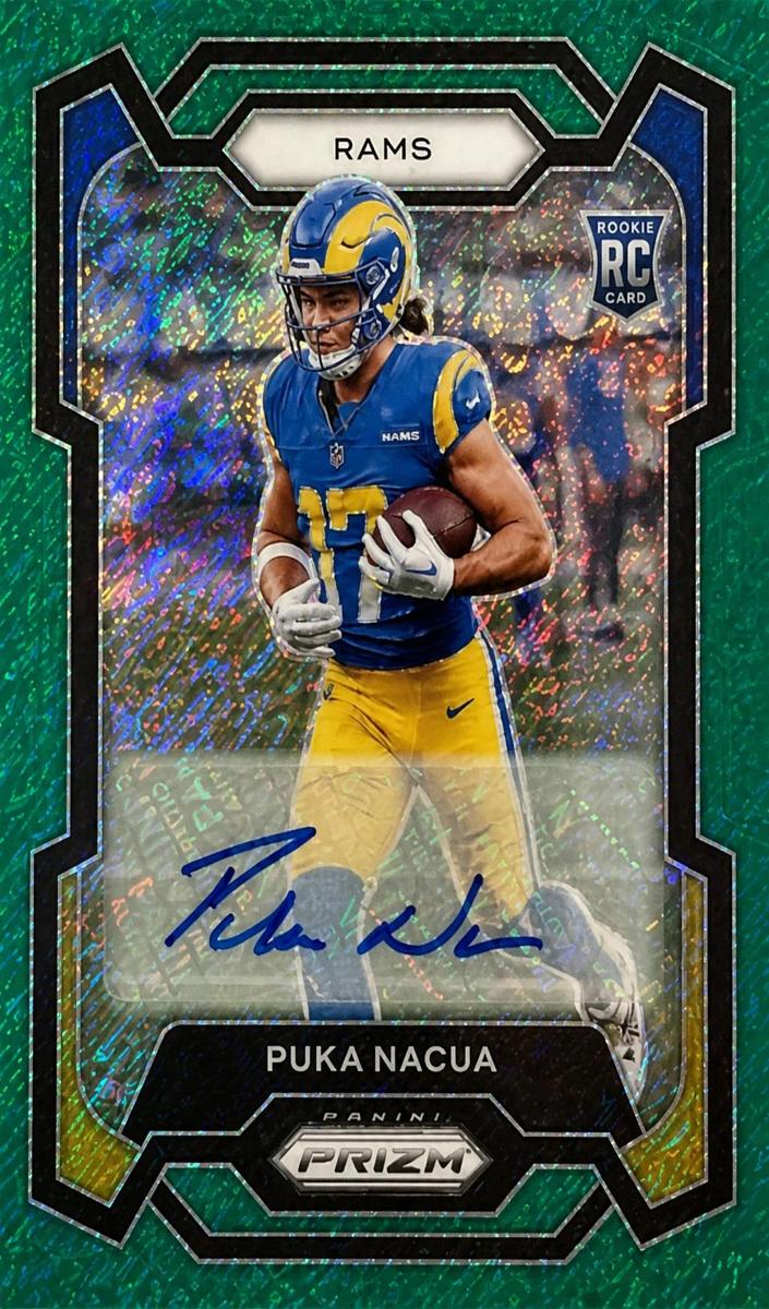 2023 Panini Prizm Football Green Shimmer Puka Nacua #357 PSA 7.5