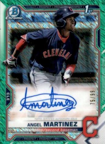 2021 Bowman Chrome Prospects Baseball Green Shimmer Angel Martinez #CPA-AMA PSA 9