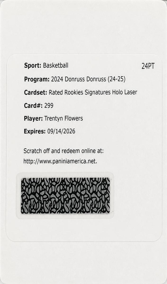 2024 Panini Donruss Basketball Holo Laser Trentyn Flowers #299