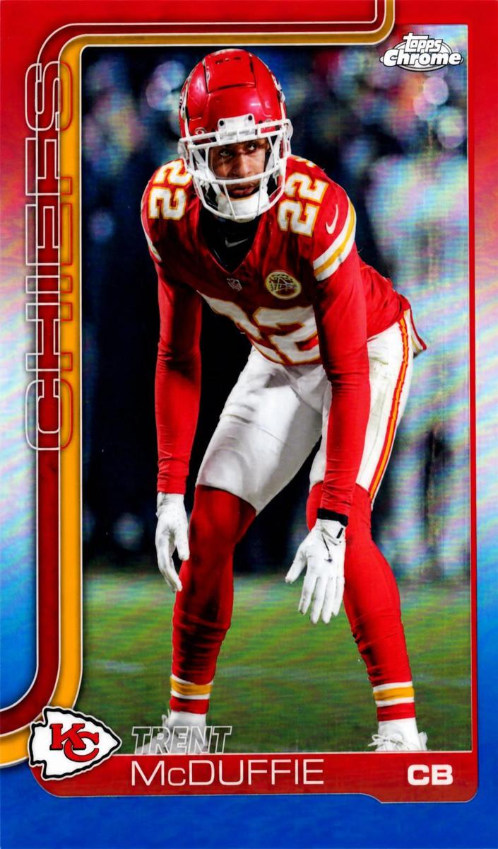 2025 Topps Chrome Football Red White and Blue Refractor Trent McDuffie #154