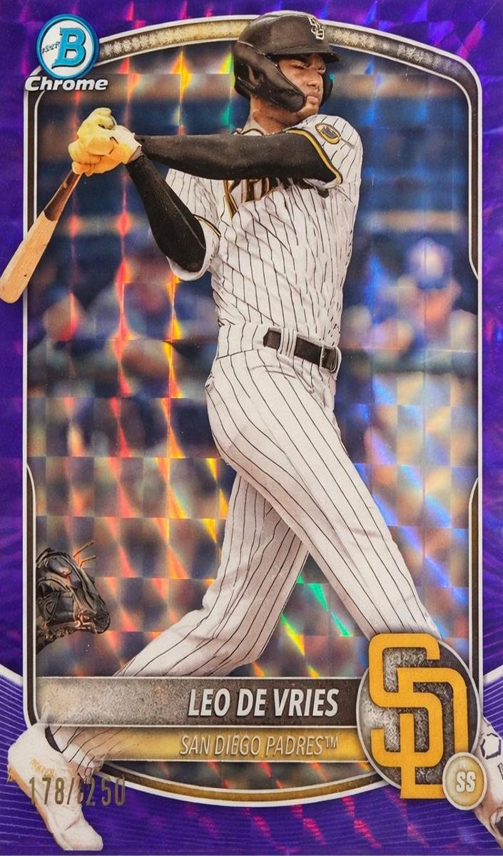 2025 Bowman Chrome Prospects Baseball Purple Geometric Leo De Vries #BCP-59