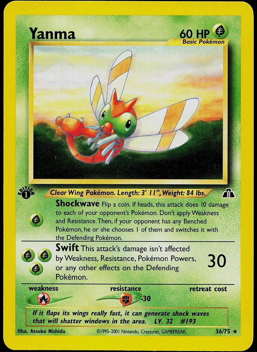 2001 Pokemon Neo Discovery 1st Edition Yanma #36