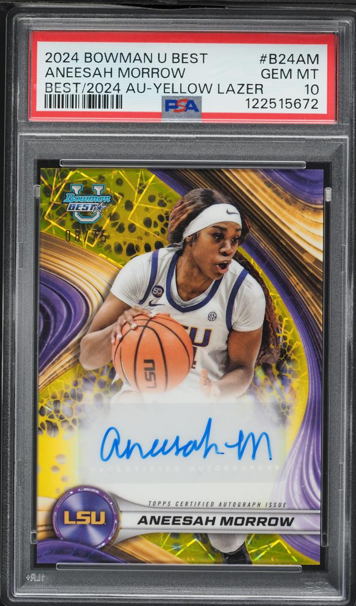 2024 Bowman Best University Basketball Yellow Lazer Refractor Aneesah Morrow #B24-AM PSA 10