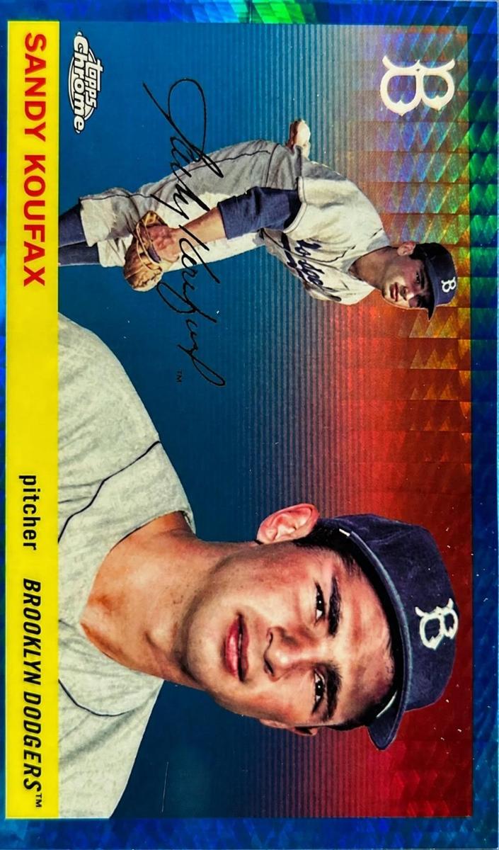 2025 Topps Chrome Platinum Baseball Blue Prism Refractor Sandy Koufax #447