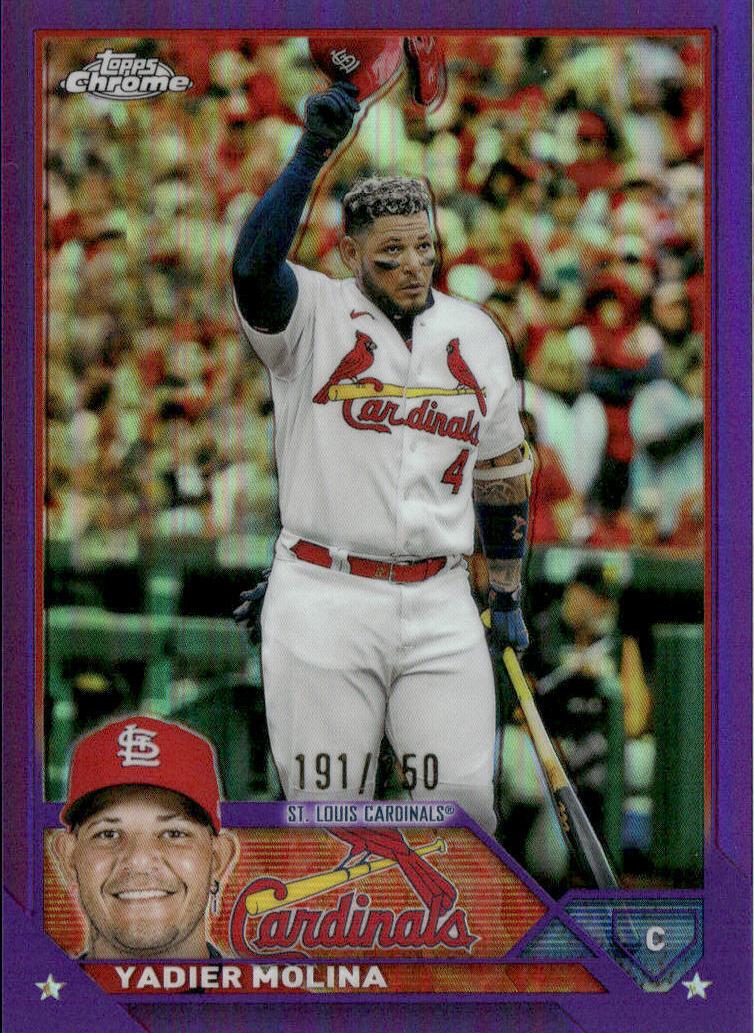 2023 Topps Chrome Baseball Purple Yadier Molina #14