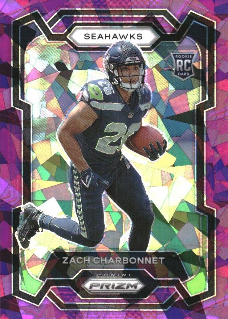 2023 Panini Prizm Football Purple Ice Zach Charbonnet #392 PSA 8.5