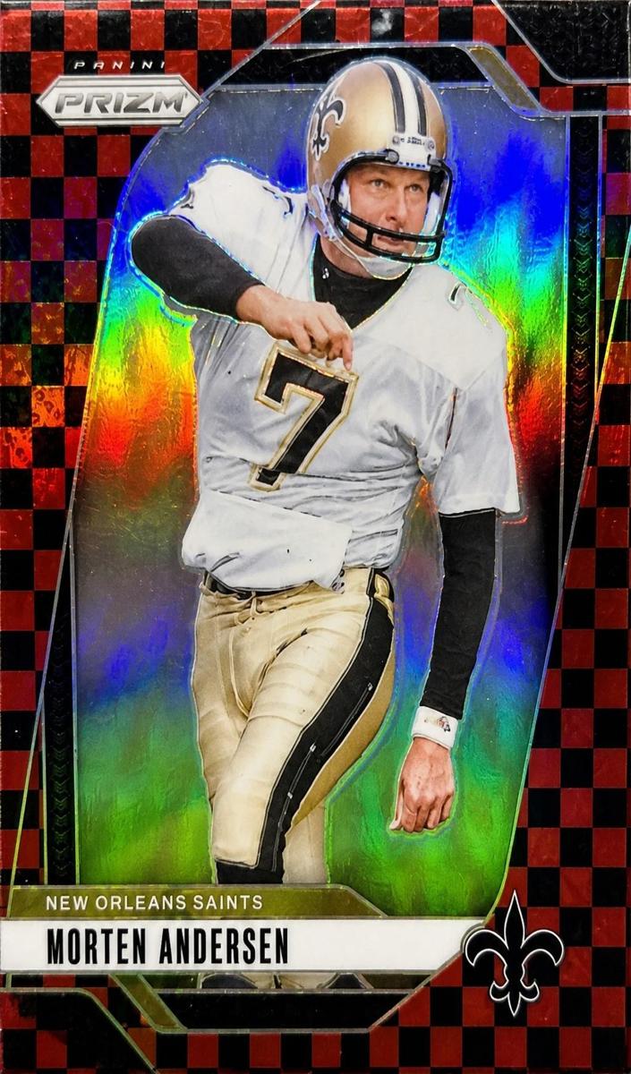 2024 Panini Prizm Football Black and Red Checker Morten Andersen #211