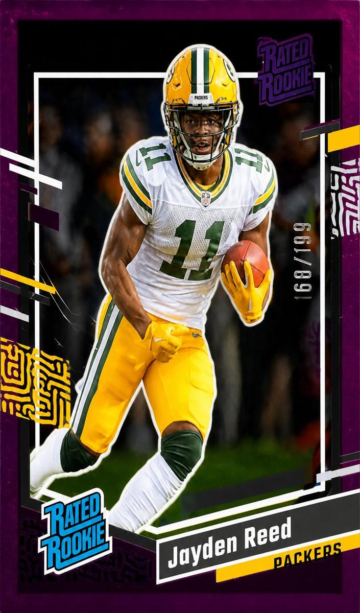 2023 Panini Clearly Donruss Football Purple Jayden Reed #68