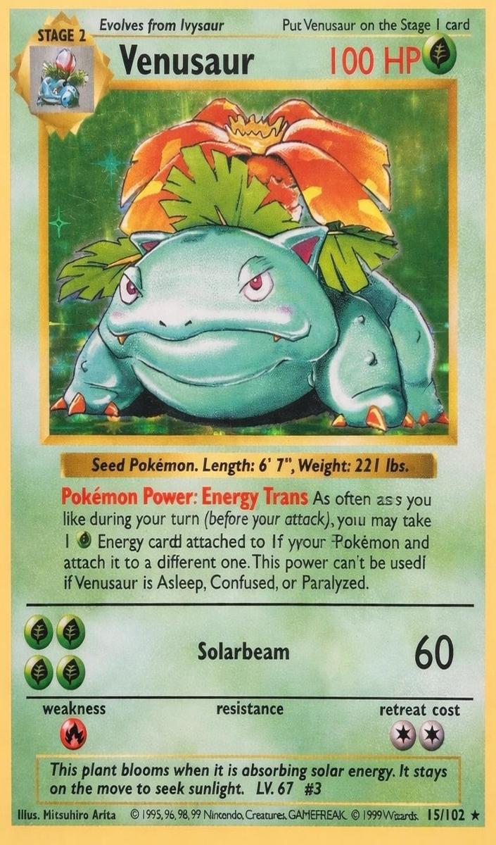 1999 Pokemon Base Set Shadowless Venusaur #15