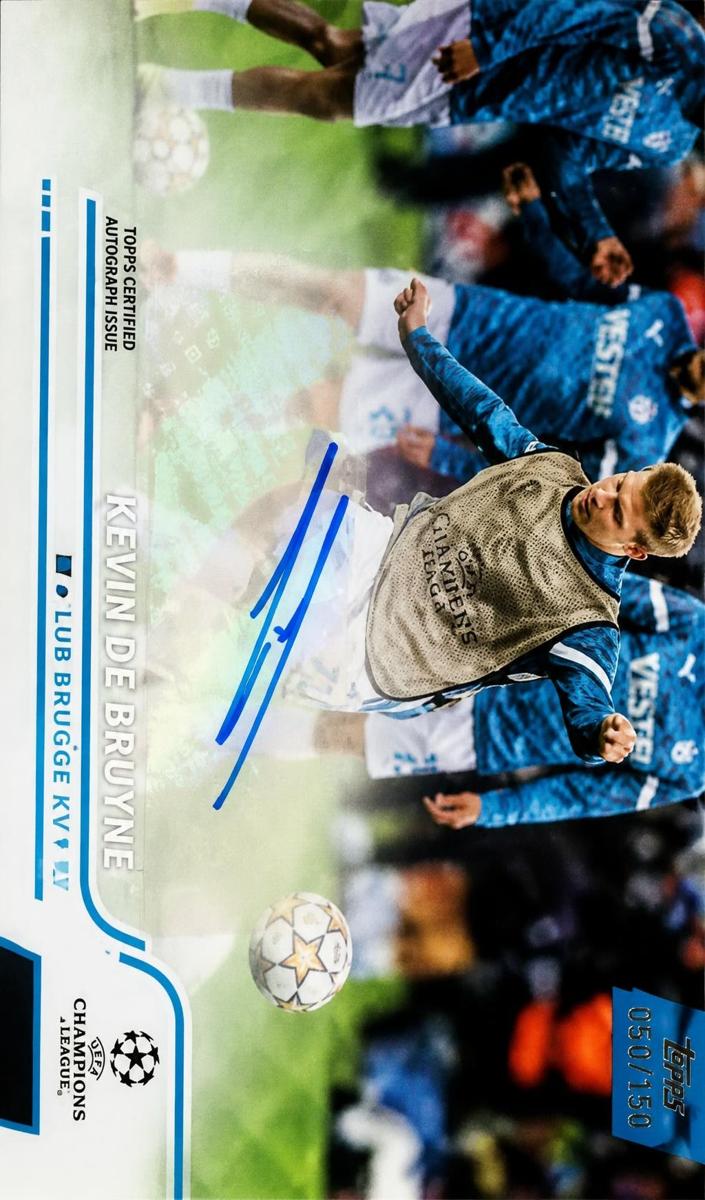 2021 Topps Stadium Club Chrome UEFA Champions League Soccer Blue Wave Kevin De Bruyne #CA-KDB PSA 9