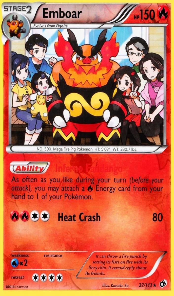 2013 Pokemon Black & White Legendary Treasures Reverse Holo Emboar #27 CGC 7.5
