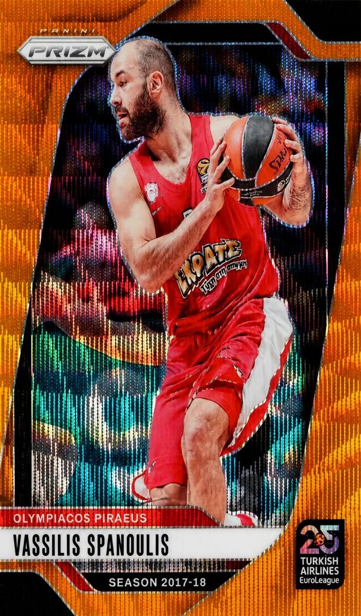 2024 Panini Prizm Turkish Airlines EuroLeague Basketball Orange Wave Vassilis Spanoulis #97