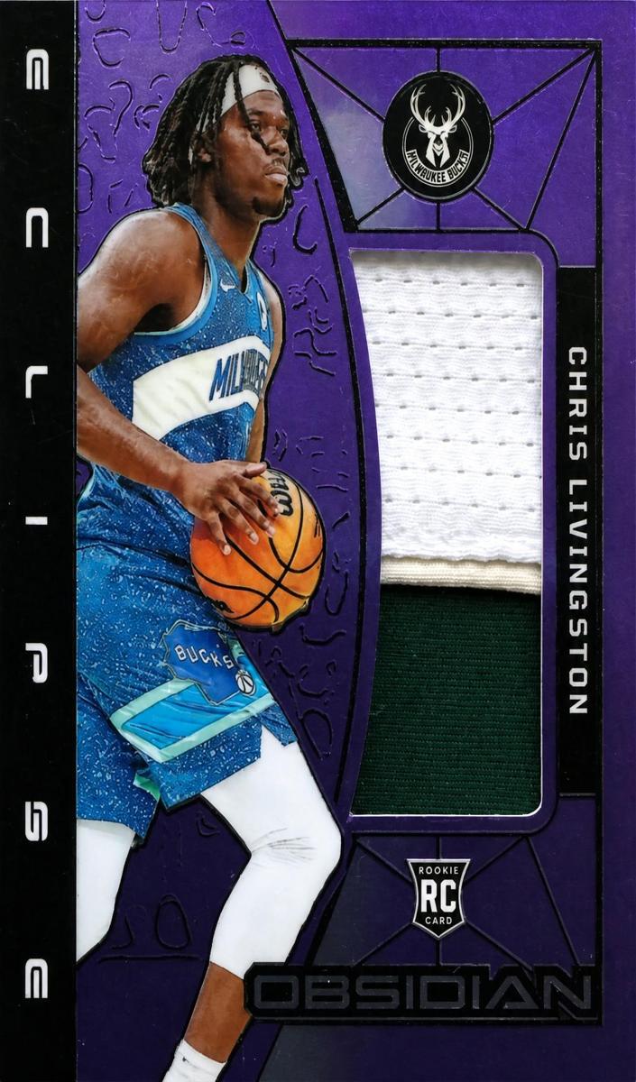 2023 Panini Obsidian Basketball Purple Flood Chris Livingston #EM-LIV PSA 8.5