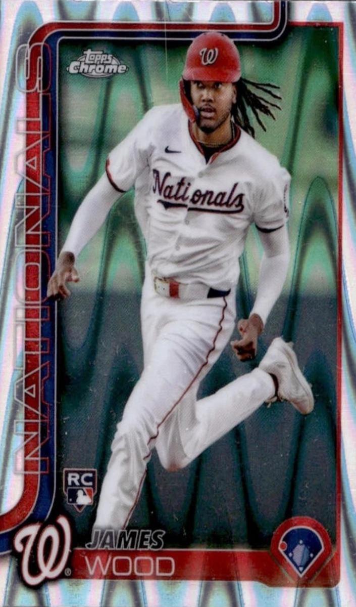 2025 Topps Chrome Baseball Raywave Refractor James Wood #132 PSA 9