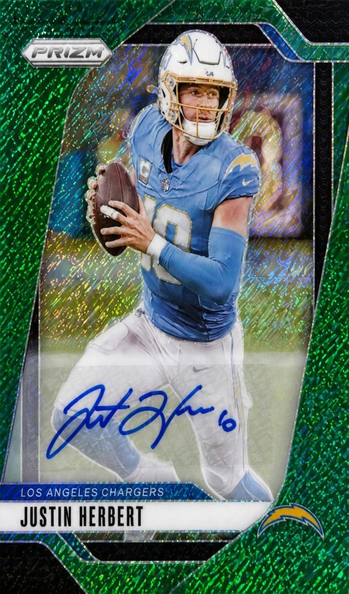 2024 Panini Prizm Football Green Shimmer Justin Herbert #157