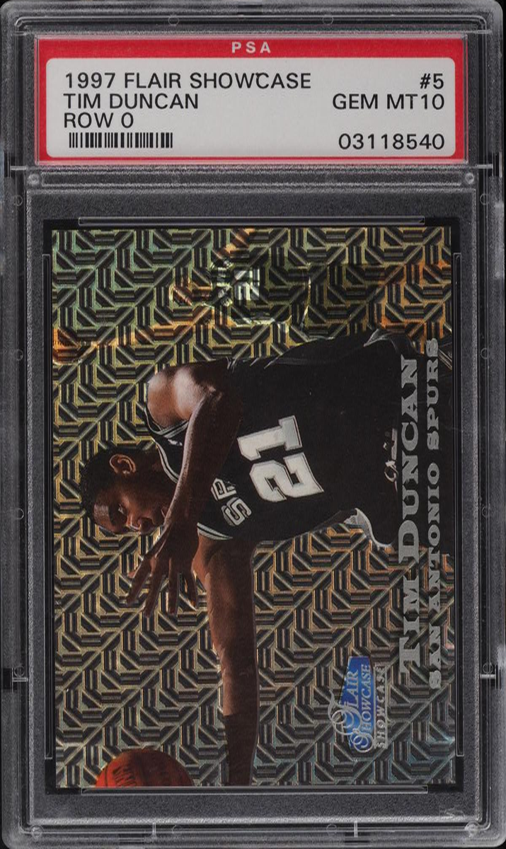1997 Flair Showcase Basketball Row 0 Tim Duncan #5 PSA 9