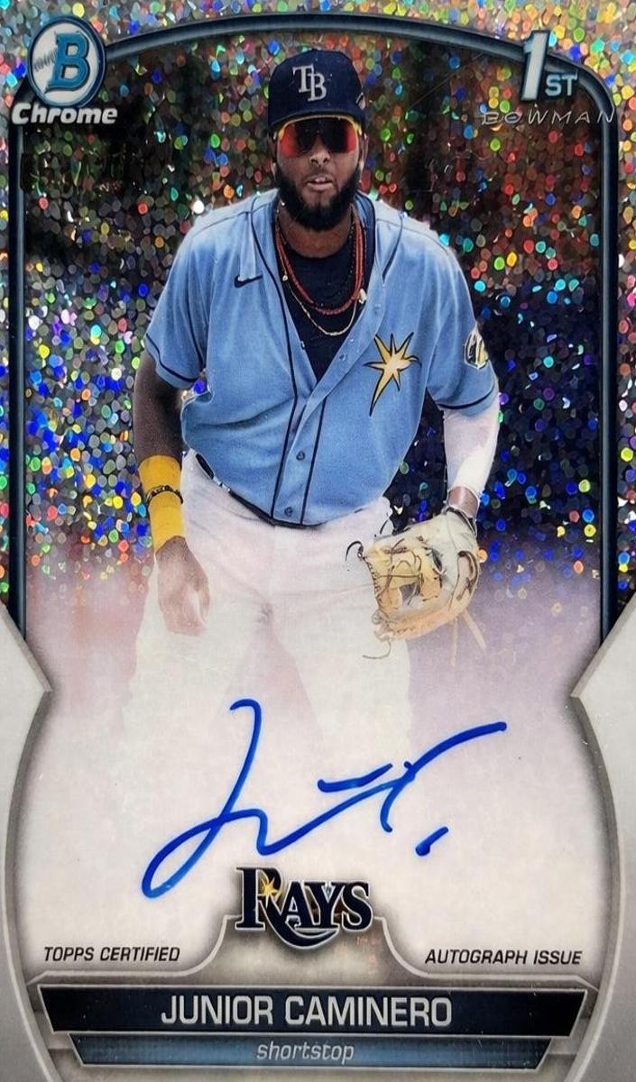 2023 Bowman Chrome Prospects Baseball Speckle Junior Caminero #CPA-JCR PSA 9