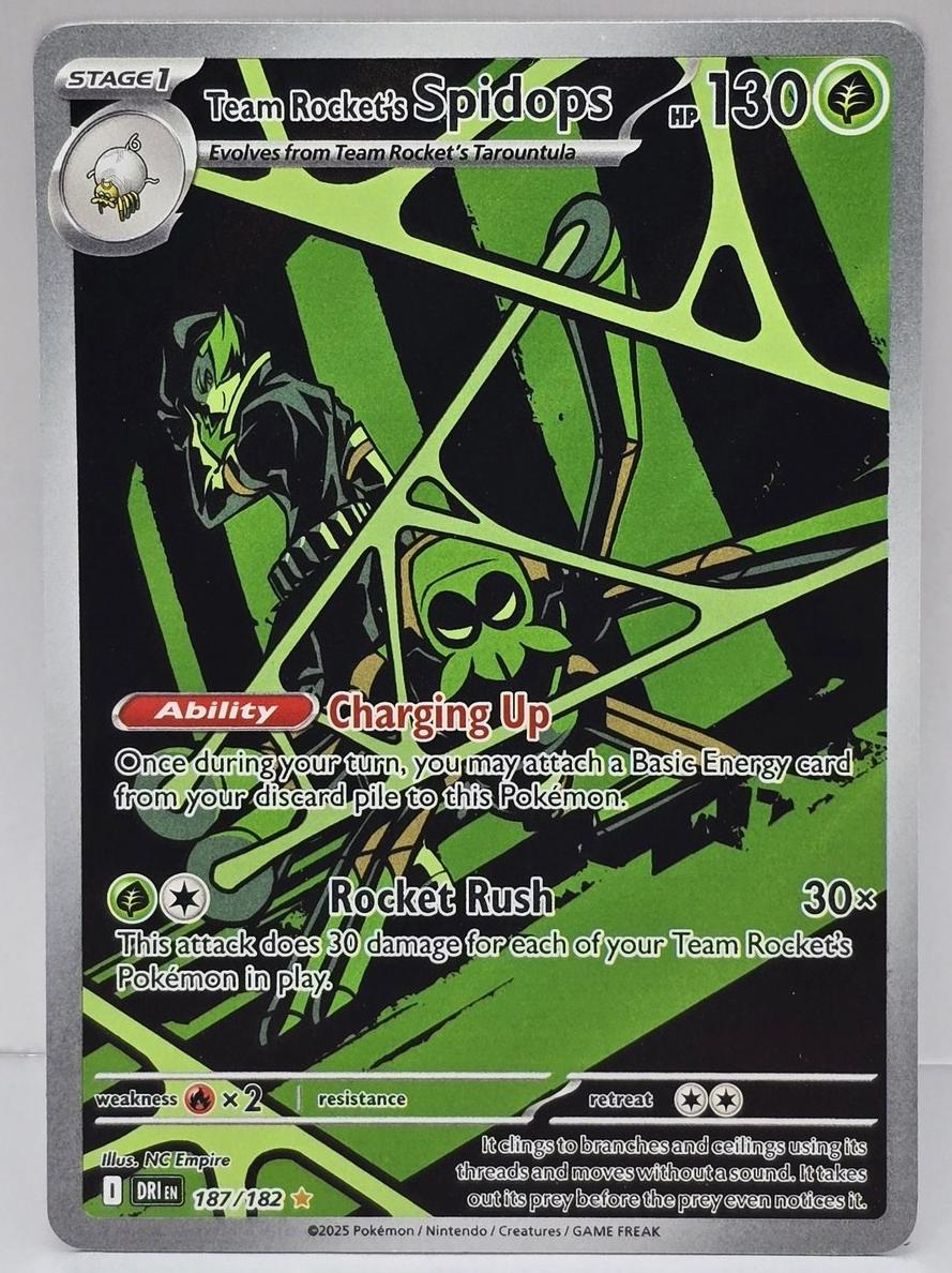 2025 Pokemon Scarlet & Violet Destined Rivals Team Rocket's Spidops #187 PSA 9