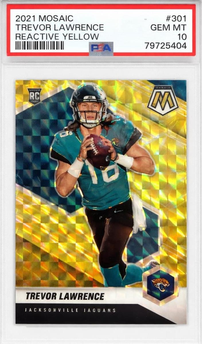 2021 Panini Mosaic Football Reactive Yellow Trevor Lawrence #301 PSA 9