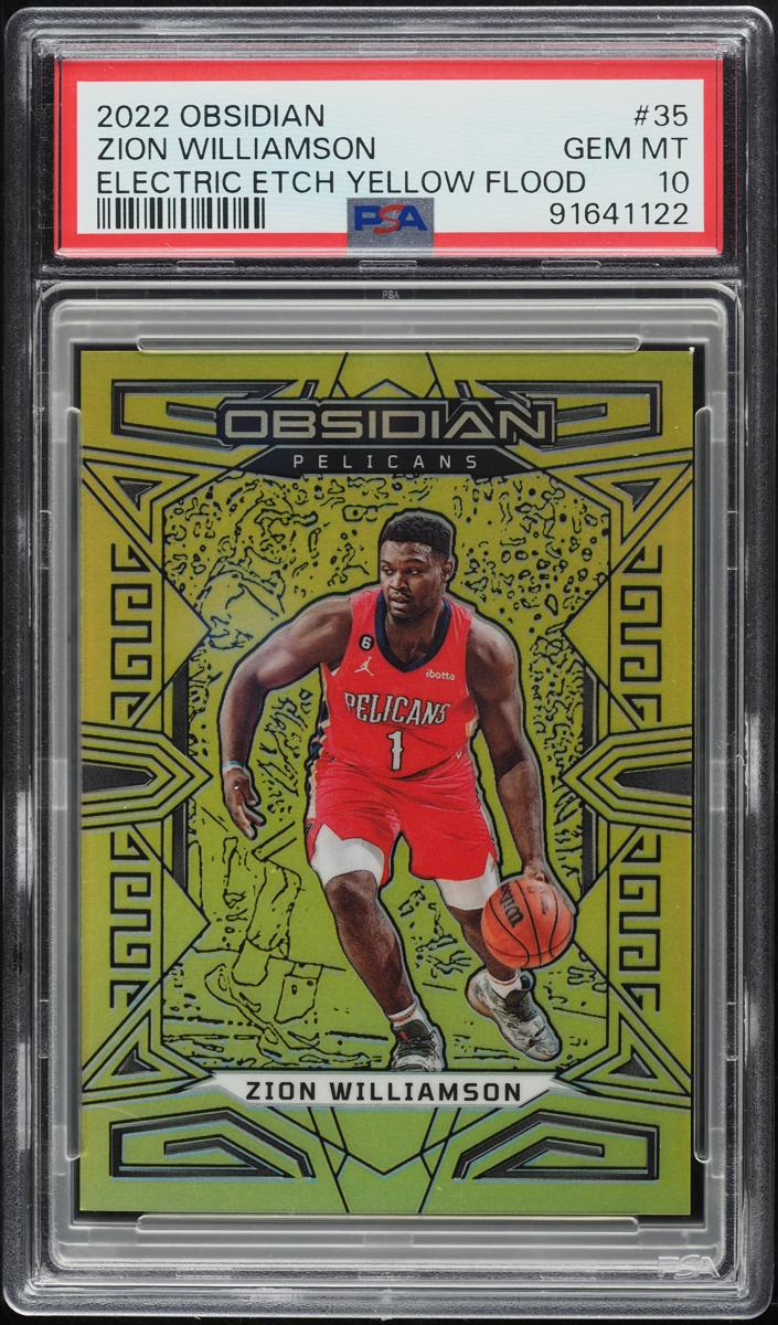 2022 Panini Obsidian Basketball Electric Etch Yellow Flood Zion Williamson #35 PSA 10