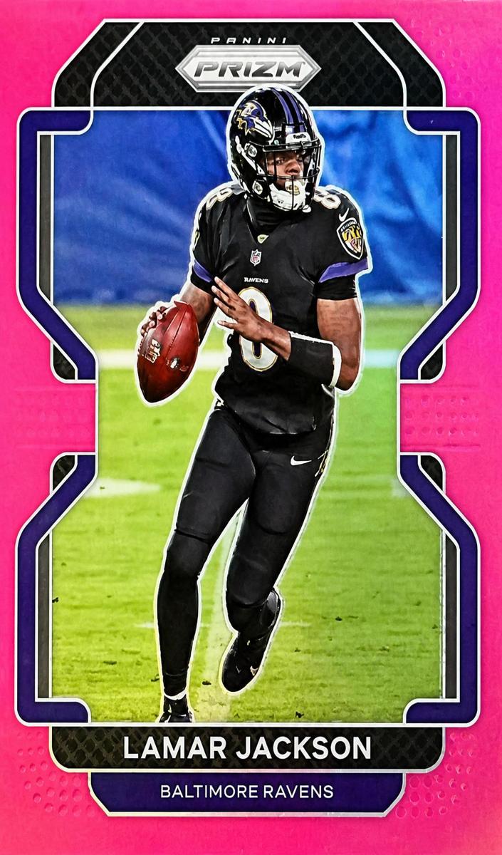 2021 Panini Prizm Football Pink Prizm Lamar Jackson #282