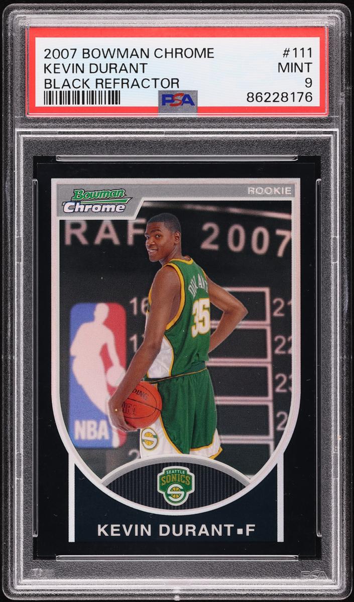 2007 Bowman Basketball Black Refractor Kevin Durant #111 BGS 9