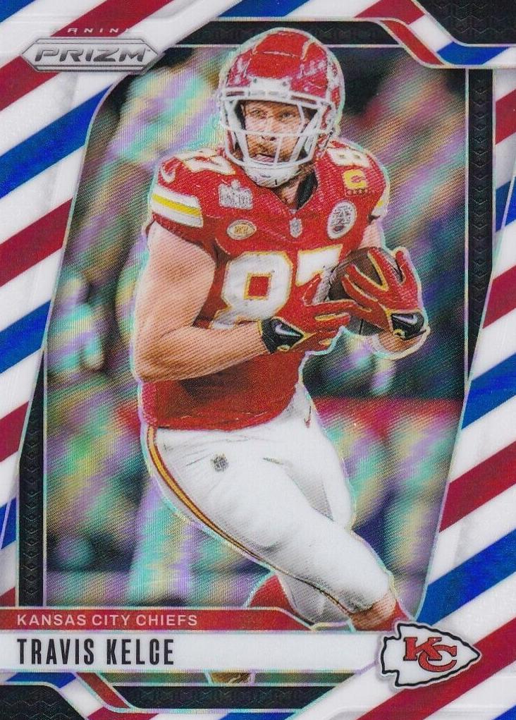 2024 Panini Prizm Football Red White and Blue Travis Kelce #140