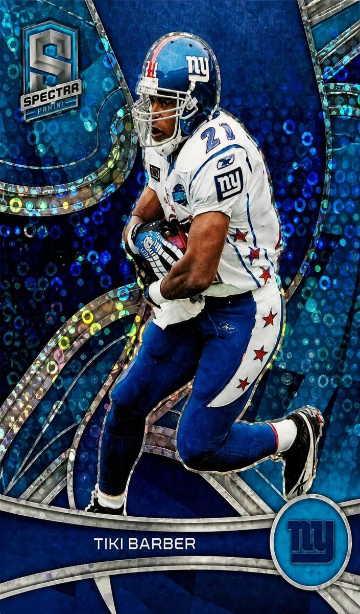 2022 Panini Spectra Football Neon Blue Die Cut Tiki Barber #130