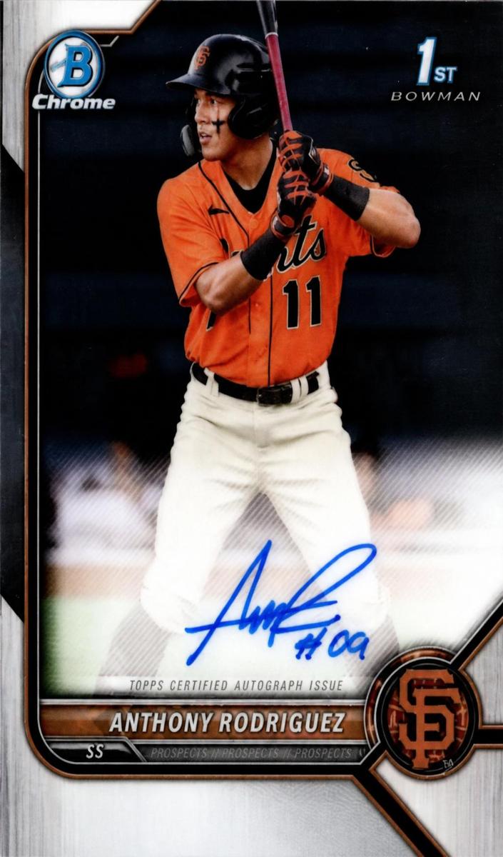 2022 Bowman Chrome Prospects Baseball Anthony Rodriguez #CPA-ARZ SGC 9