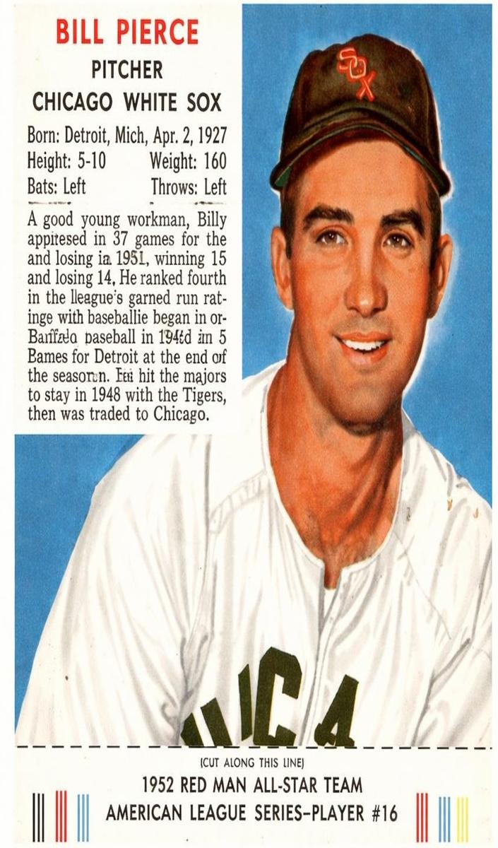 1952 Red Man Tobacco Baseball Billy Pierce #AL16