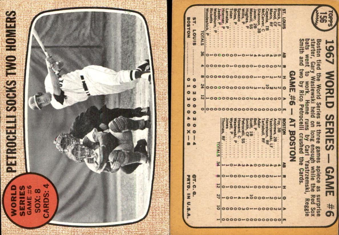 1968 Topps Baseball Petrocelli Socks Two Homers World Series Game #6 #156 PSA 8
