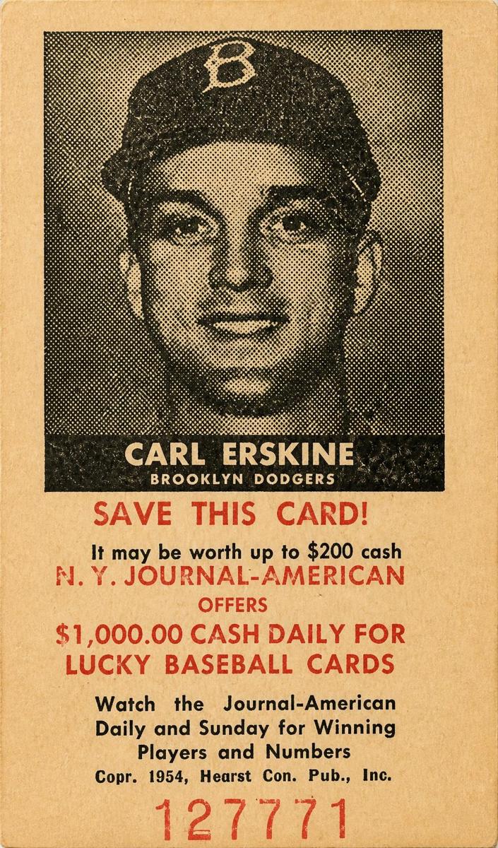 1954 NY Journal American Baseball Carl Erskine #NNO