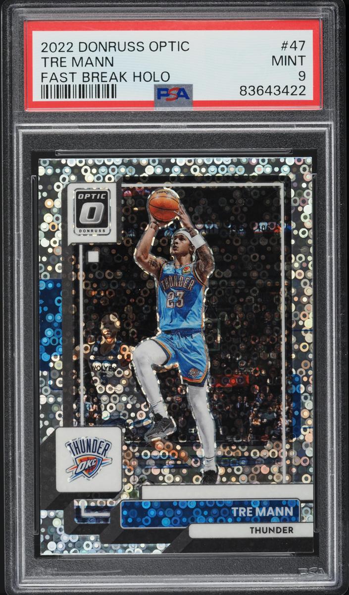 2022 Donruss Optic Basketball Fast Break Holo Tre Mann #47 PSA 8