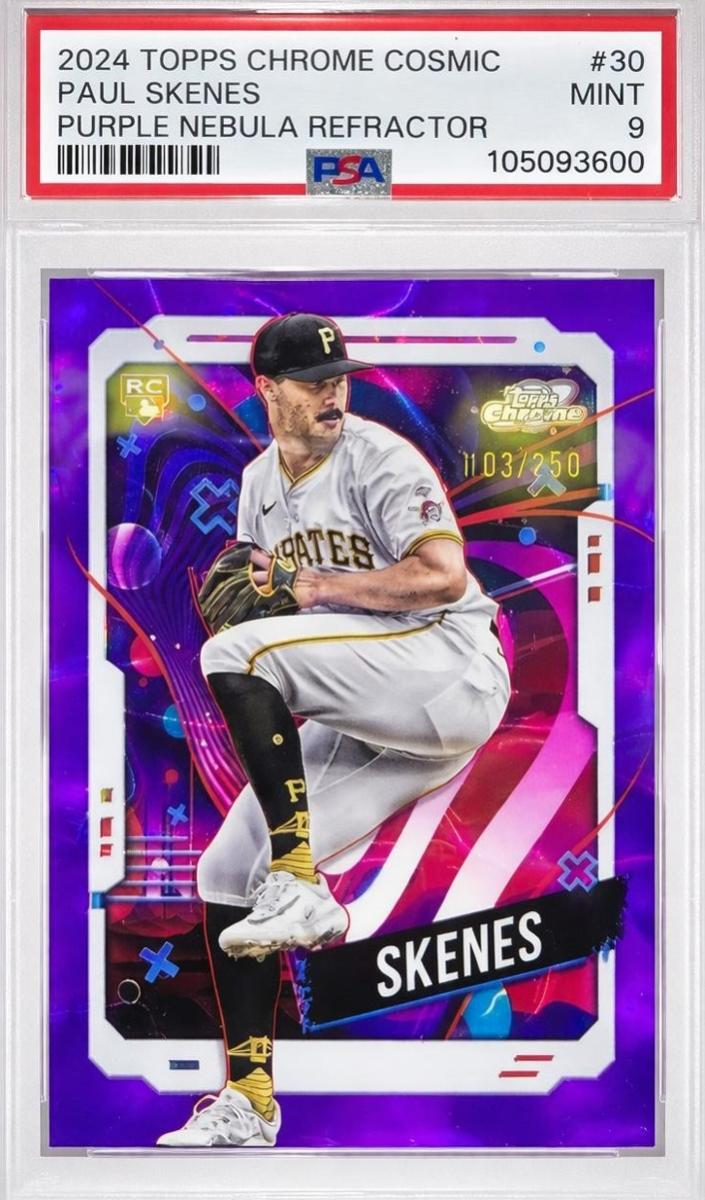 2024 Topps Cosmic Chrome Baseball Purple Nebula Refractor Paul Skenes #30 PSA 9
