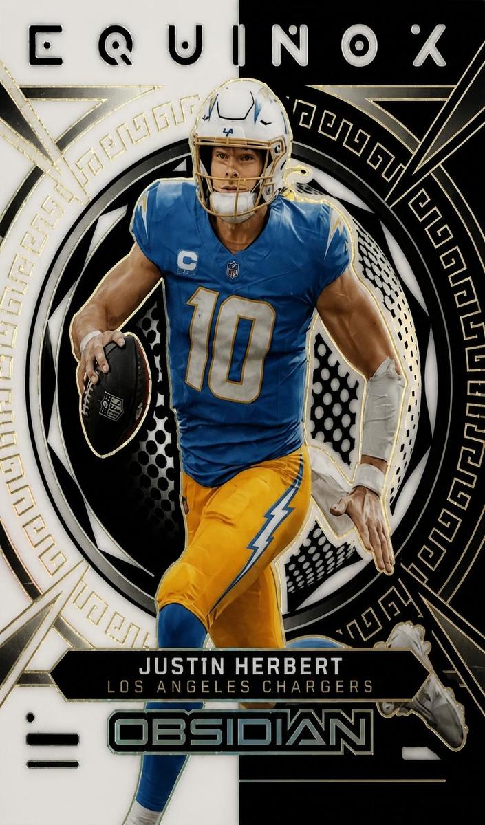 2023 Panini Obsidian Football Electric Etch Yellow Justin Herbert #15