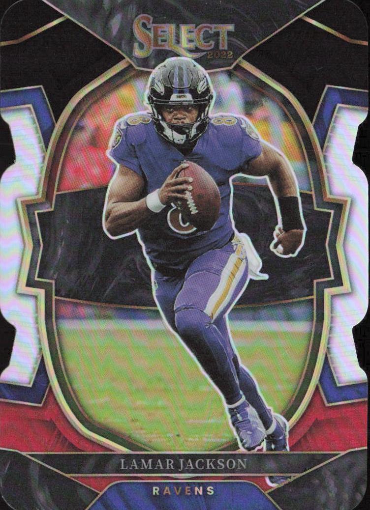 2022 Panini Select Football Black and Red Prizm Die-Cut Lamar Jackson #73