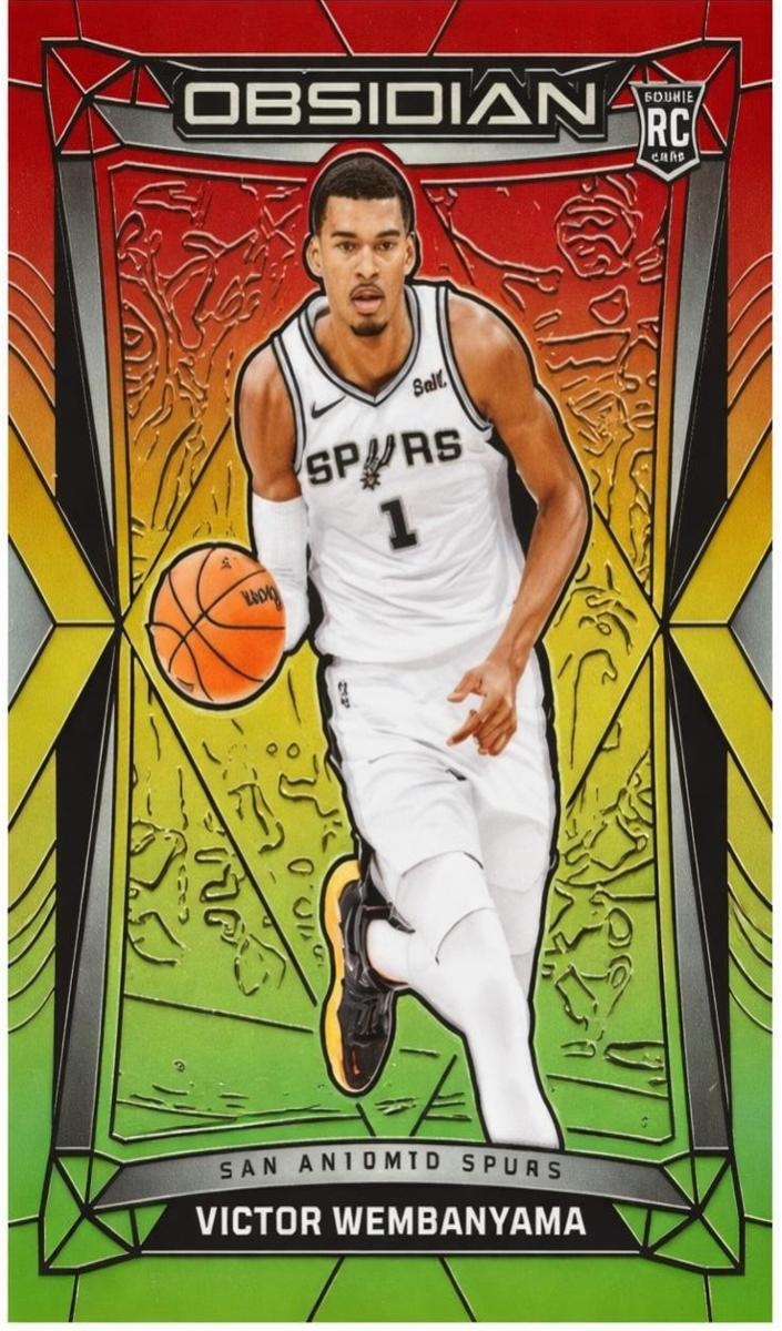 2023 Panini Obsidian Basketball Electric Etch Reggae Flood Victor Wembanyama #9 PSA 9